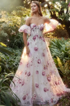 Andrea & Leo blomstret gallakjole