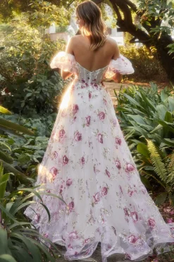 Andrea & Leo blomstret gallakjole