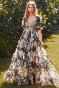 Blomstret gallakjole Andrea & Leo A1336