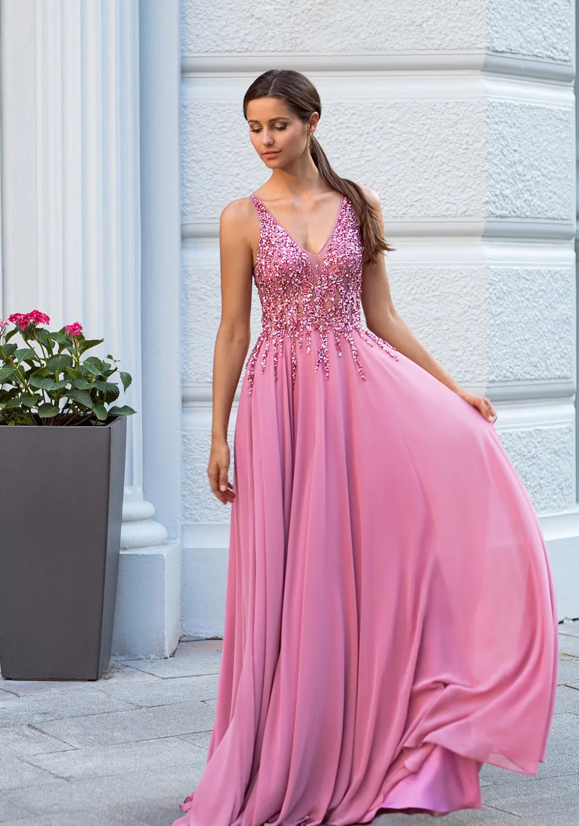 Gammelrosa Christian Koehlert gallakjole 0549