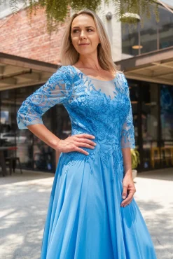 Gloria blå festkjole 3445