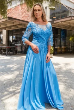 Gloria blå festkjole 3445