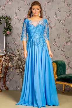 Gloria blå festkjole 3445