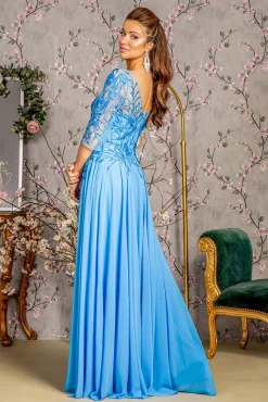 Gloria blå festkjole 3445