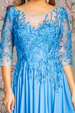 Gloria blå festkjole 3445