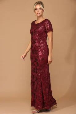 Kortærmet festkjole med pailletter 3456