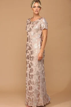 Kortærmet festkjole med pailletter 3456