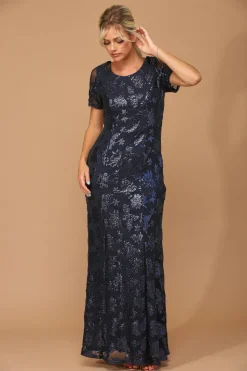 Kortærmet festkjole med pailletter 3456