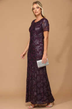 Kortærmet festkjole med pailletter 3456