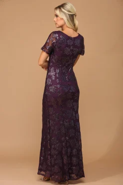 Kortærmet festkjole med pailletter 3456