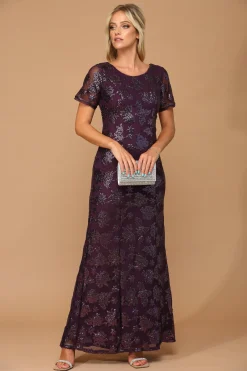 Kortærmet festkjole med pailletter 3456