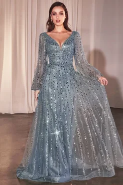 La Divine CD0240 gallakjole med ærmer og sten