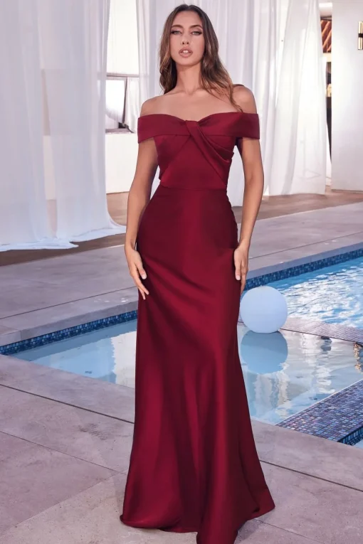 La Divine CD325 satinkjole med offshoulder