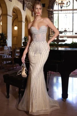 La Divine CD794 stropløs gallakjole med sten