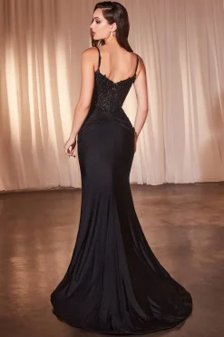 La Divine CD798 tætsiddende festkjole med aftagelige offshoulder