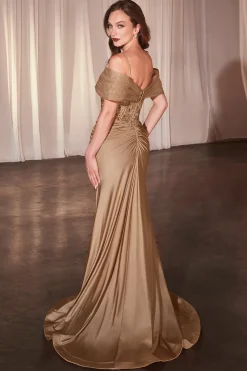 La Divine CD798 tætsiddende festkjole med aftagelige offshoulder