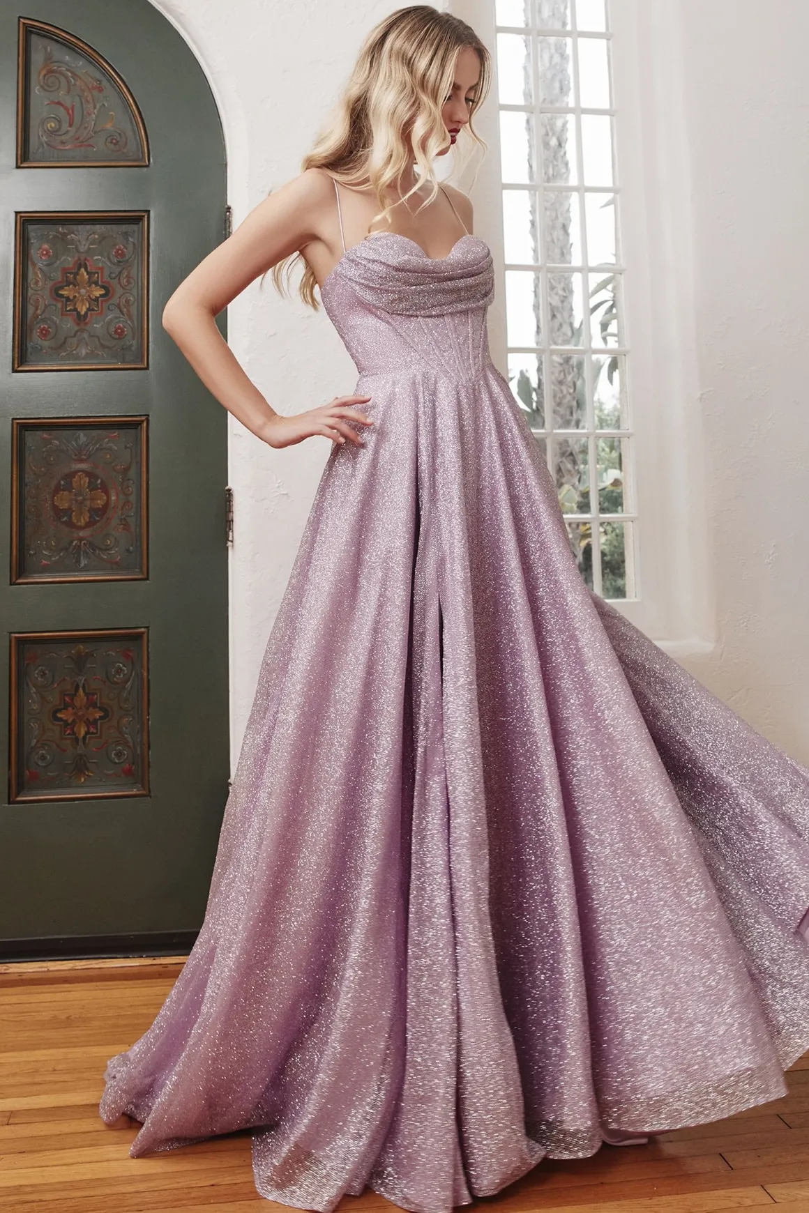 La Divine glitter gallakjole i guld CD252