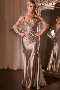 La DivineCDS499 satinkjole med aftagelig kappe