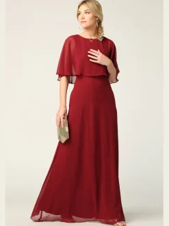 Lang festkjole med chiffonslag 3348