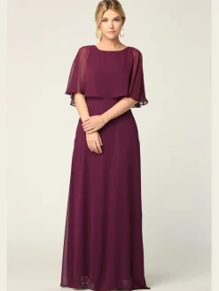 Lang festkjole med chiffonslag 3348