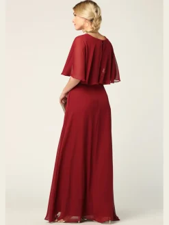 Lang festkjole med chiffonslag 3348