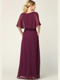 Lang festkjole med chiffonslag 3348