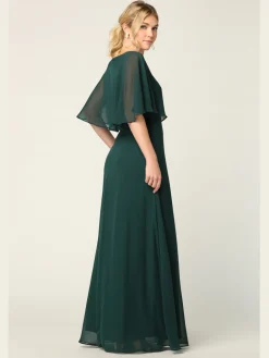 Lang festkjole med chiffonslag 3348