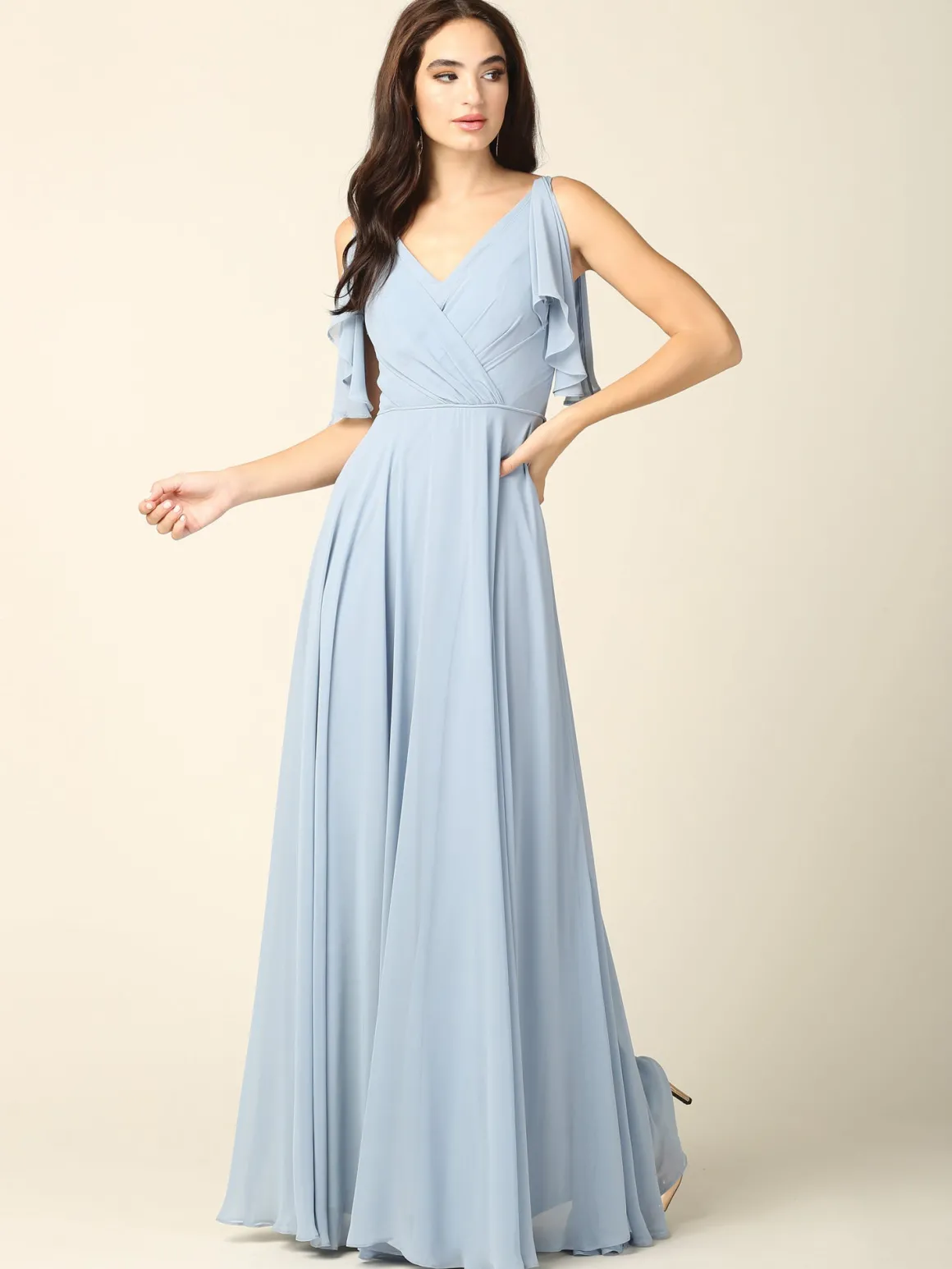 Lang festkjole med lommer 3346