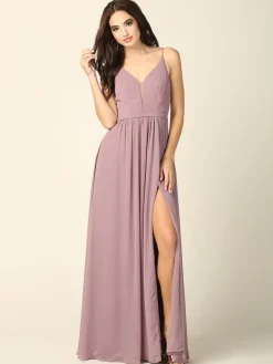 Lang festkjole med lommer 3346