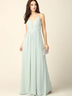 Lang festkjole med lommer 3346