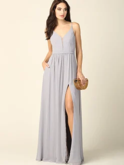 Lang festkjole med lommer 3346