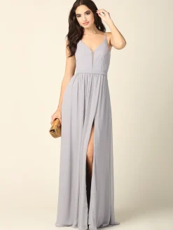 Lang festkjole med lommer 3346