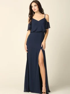 Lang festkjole med slids 3333