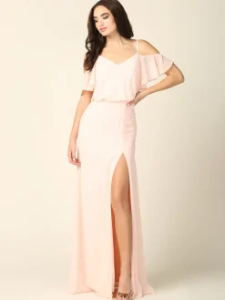 Lang festkjole med slids 3333