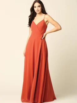 Lang wrap chiffon festkjole 3382