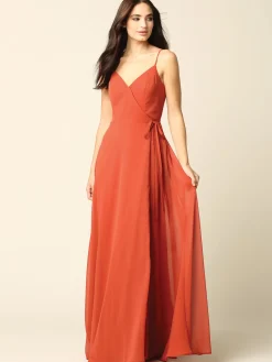 Lang wrap chiffon festkjole 3382