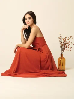 Lang wrap chiffon festkjole 3382