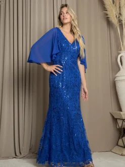 Selskabskjole med vidde ærmer og glitter