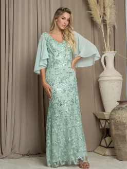 Selskabskjole med vidde ærmer og glitter