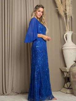 Selskabskjole med vidde ærmer og glitter