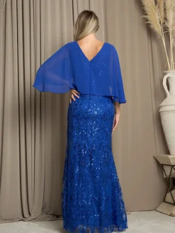 Selskabskjole med vidde ærmer og glitter