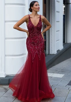 Vinrød Christian Koehlert mermaid Gallakjole 0571