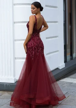 Vinrød Christian Koehlert mermaid Gallakjole 0571