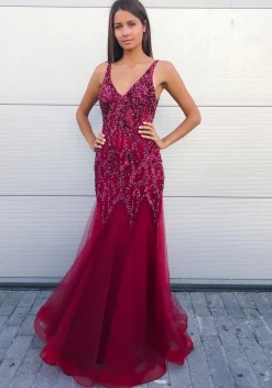 Vinrød Christian Koehlert mermaid Gallakjole 0571