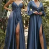 Smoky blue satinkjole