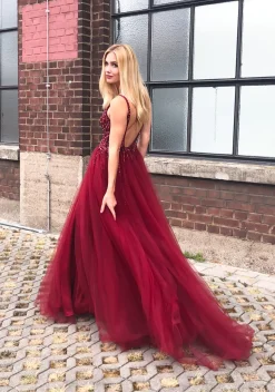 Vinrød Christian Koehlert gallakjole 0265